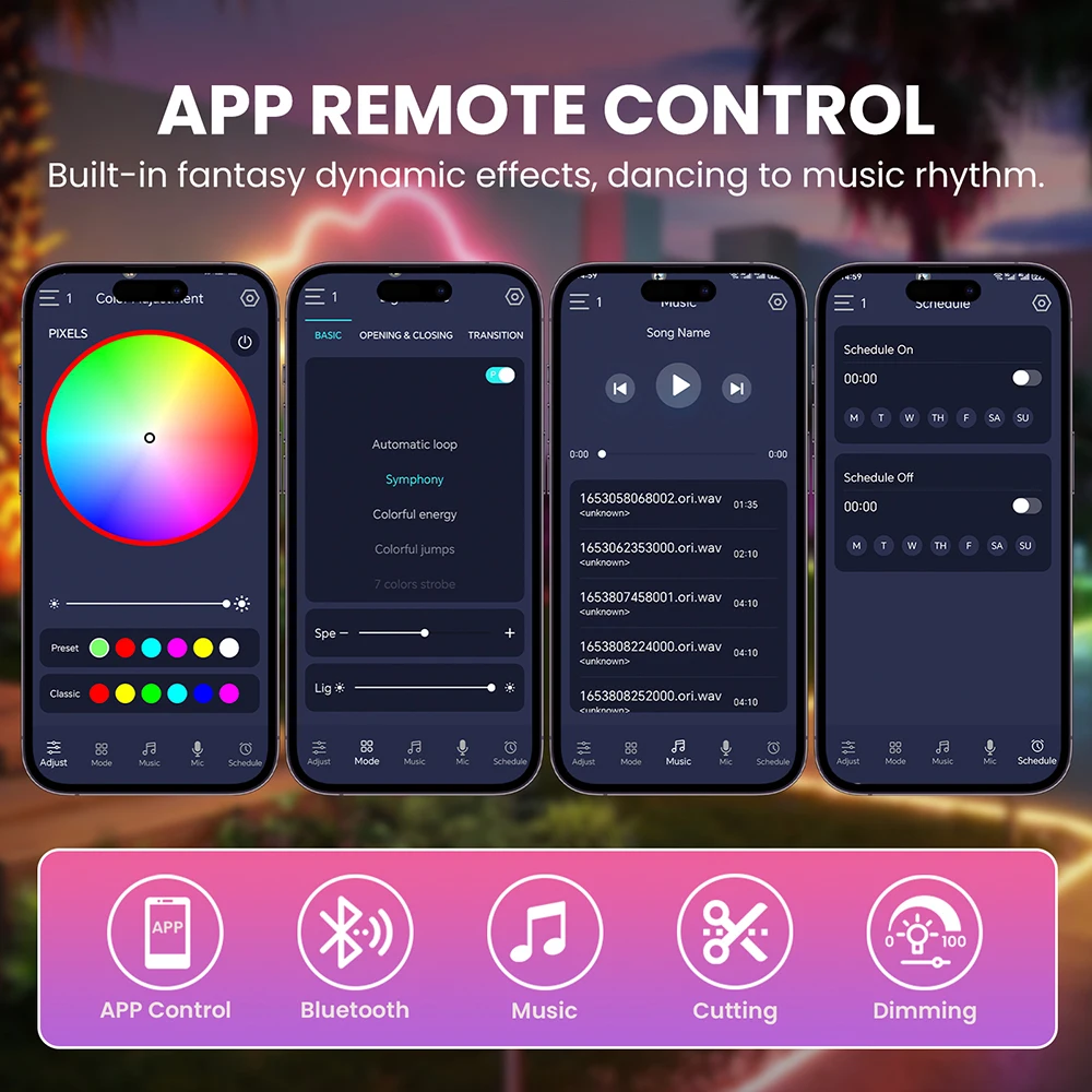 360 Round WS2812B WS2811 Neon LED Light 5V 24key Bluetooth Kit Pixel Strip Addressable RGB IC Flex Reticulate Pattern Lamp IP67