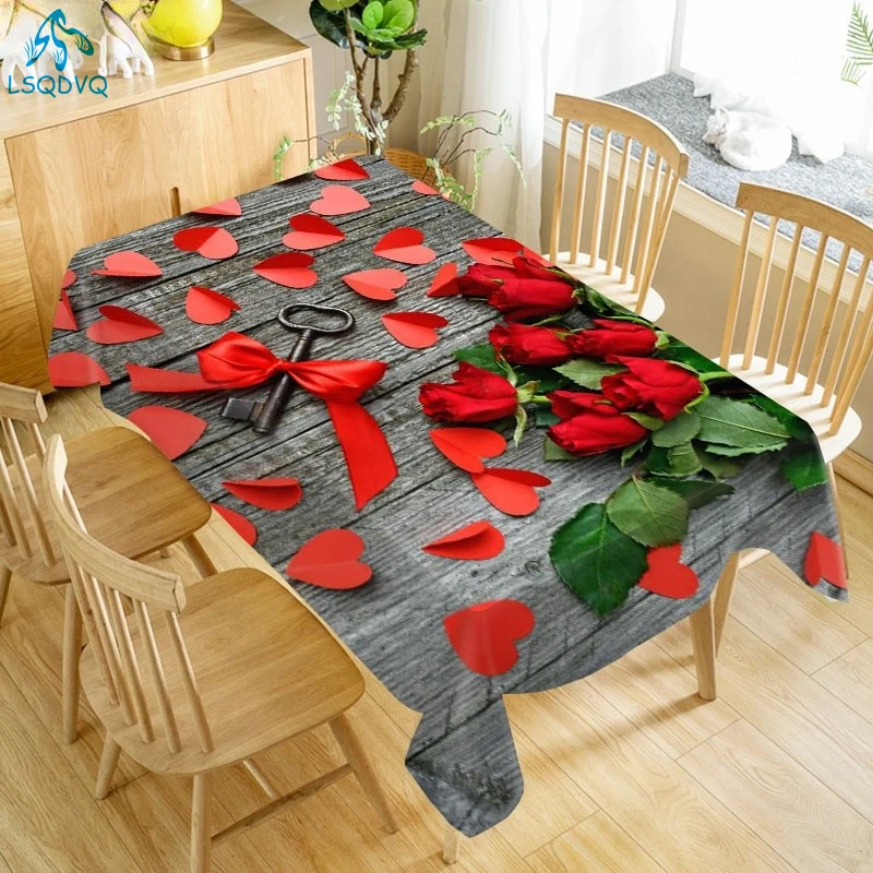 Plant Flowers Rose Lavender Individual Tablecloth for Table Cloth Cover Waterproof Polyester for Party Events Mantel Mesa