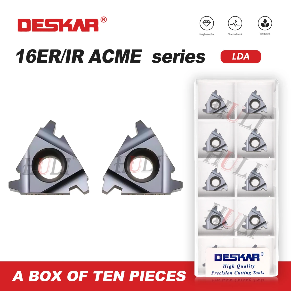 DESKAR 100% Original 16ER 16IR 8ACME 10ACME LDA Threading Carbide Inserts CNC Lathe Cutting Tool Parts For Stainless Steel Tools