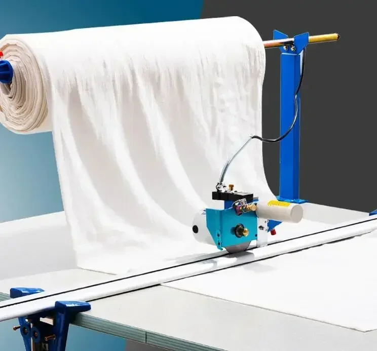 

Semi-Automatic round Knife Cutter with Track Manual End Textile Fabric Cloth Slitting Cutting Machine Core Components Motor