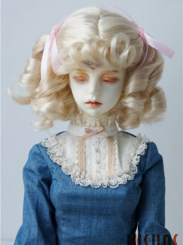 

JD262 Long Curly Twin Pony BJD Synthetic Mohair Hair 1/6 1/4 1/3 YOSD MSD SD Blythe SOS Wig 6-7inch to 10-11inch Accessories