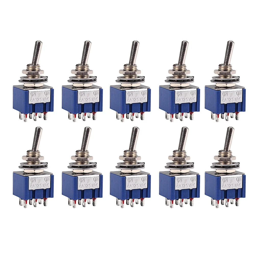 

10Pcs Toggle Button Switch Spdt 3-Terminal on-on Latching Durable Replacement for Low High Voltage Circuits Lights Motors Guitar