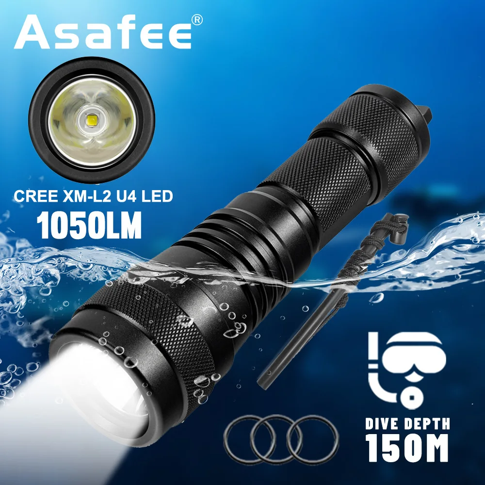 

The NEW Diving Flashlight U4 White Light Technical Diving Diving Lamp Uses 21700 High Endurance 4 Hours 1050LM