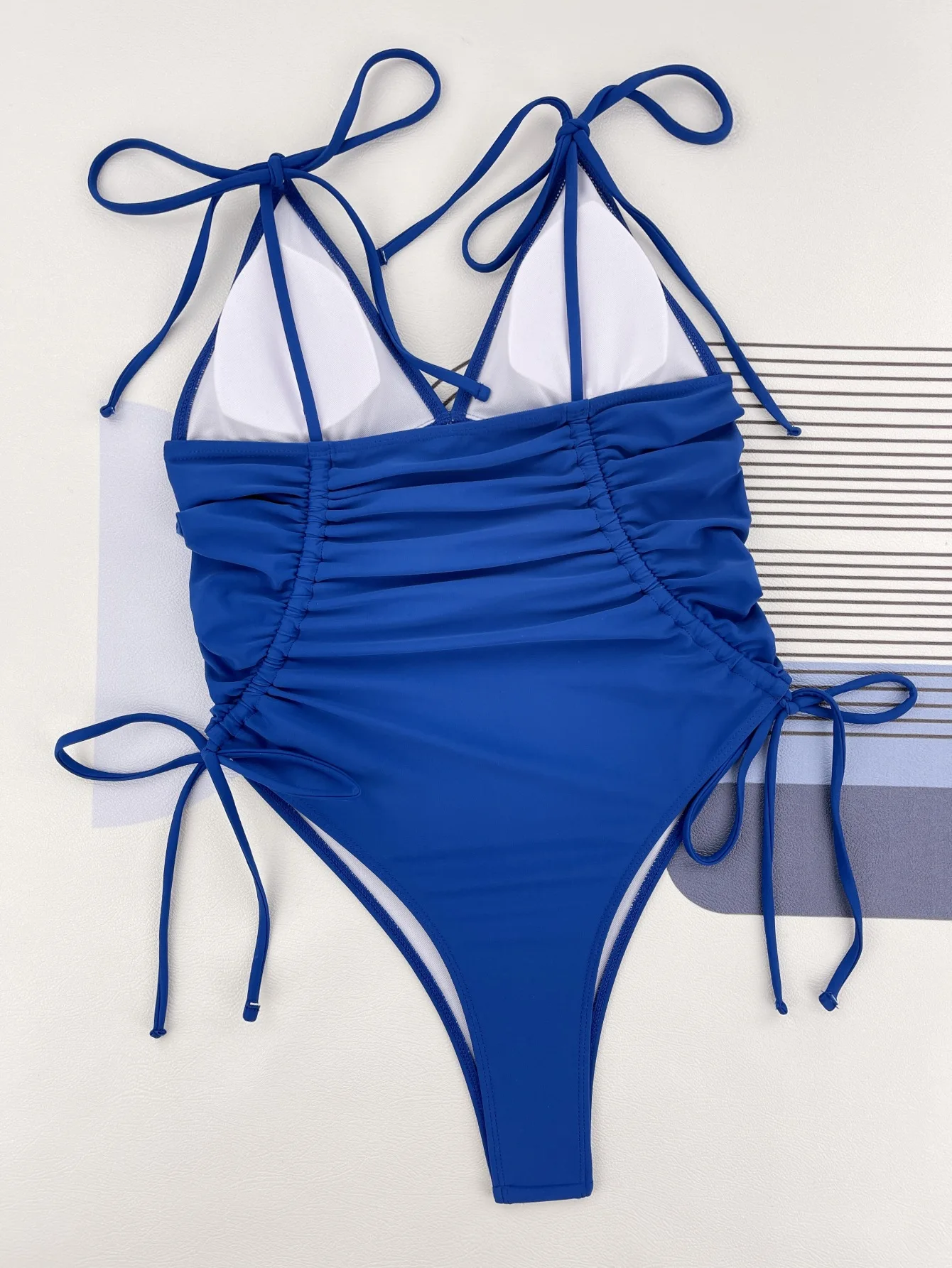 Zwempak 2024 Europese En Amerikaanse Badpak Sexy Badpak Blauwe Band Bikini Met Waszak