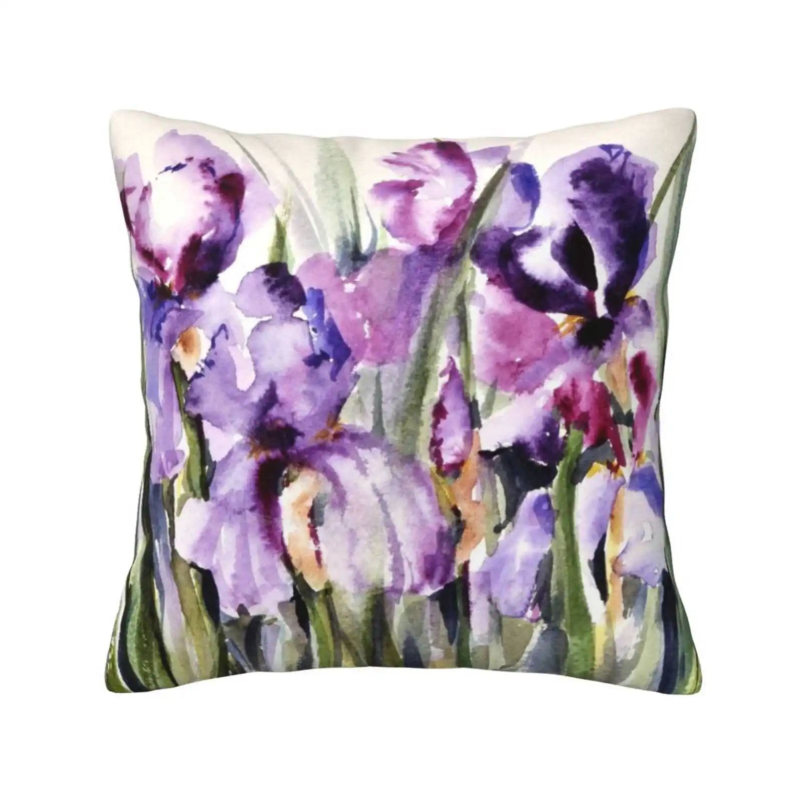 Purple Iris Art Watercolor Award Winning Home Sofa Car Cushion Cover Pillowcase Love You Visual Art Romantic Art Valentines Day