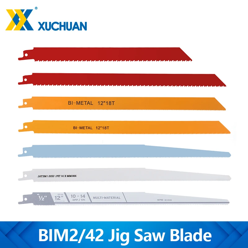 

XUCHUAN Jig Saw Blade 10-14TPI Reciprocating Saw Blade BIM2-42 Handsaw for Wood Metal Cutting Power Tool Accessories