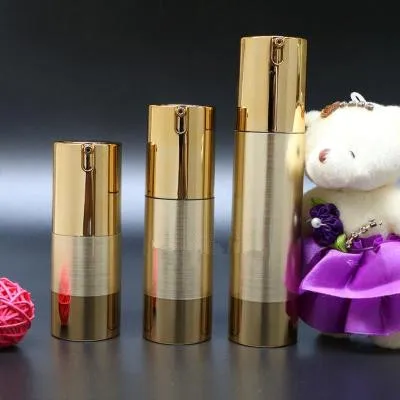 10pcs Luxury Gold Silver Empty Airless Pump bottles Mini Portable Vacuum Cosmetic Lotion Treatment Travel bottle