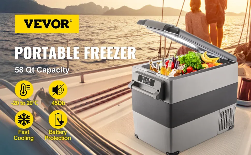 VEVOR Car Refrigerator 55L Compressor Portable Small Refrigerator Car Refrigerator Freezer Car Truck RV Yacht Cooler