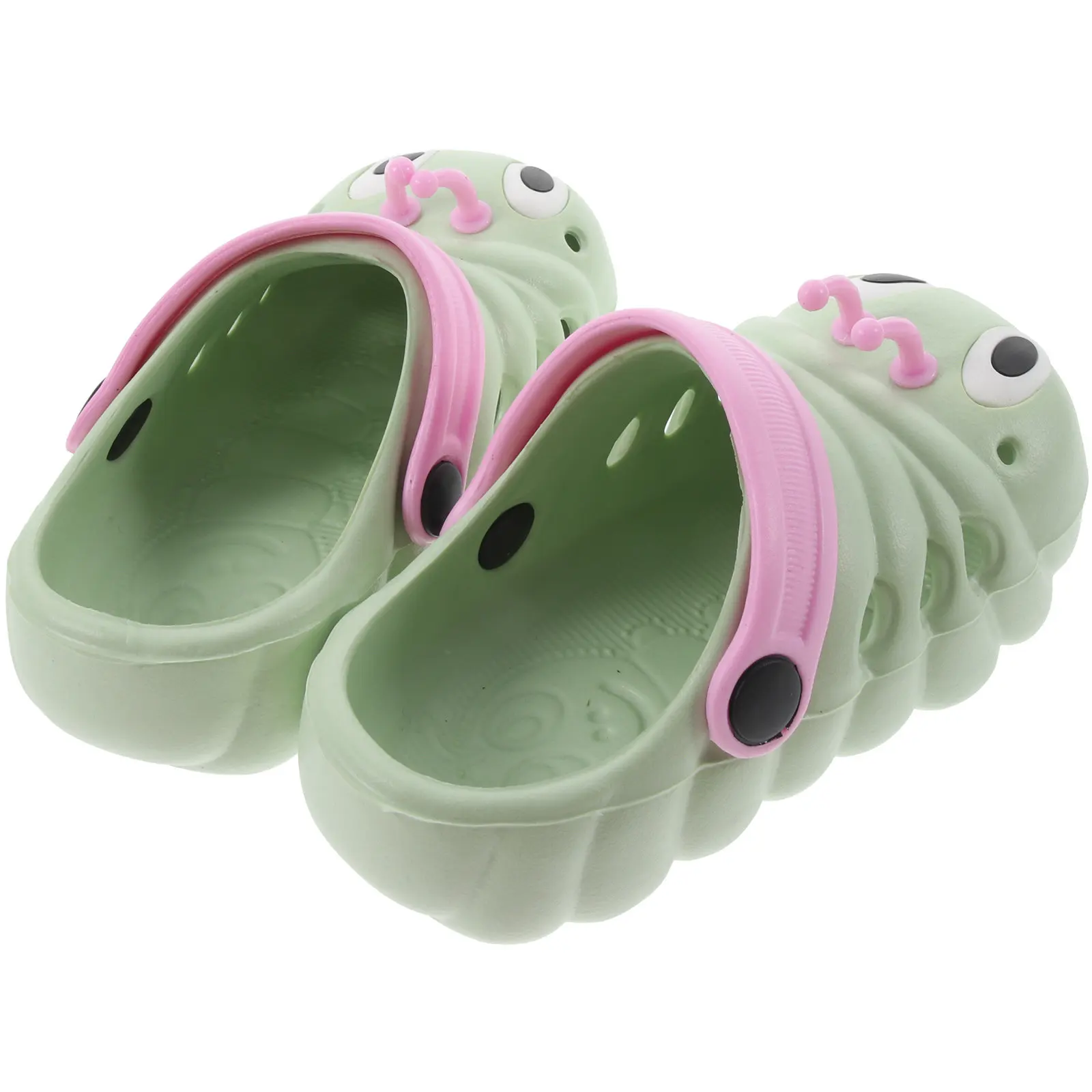 1Pair Beach Sandals for Child Non-Slip Summer Cartoon Caterpillar Slipper Boys Girls Green Size 25 Length 15Cm Lightweight