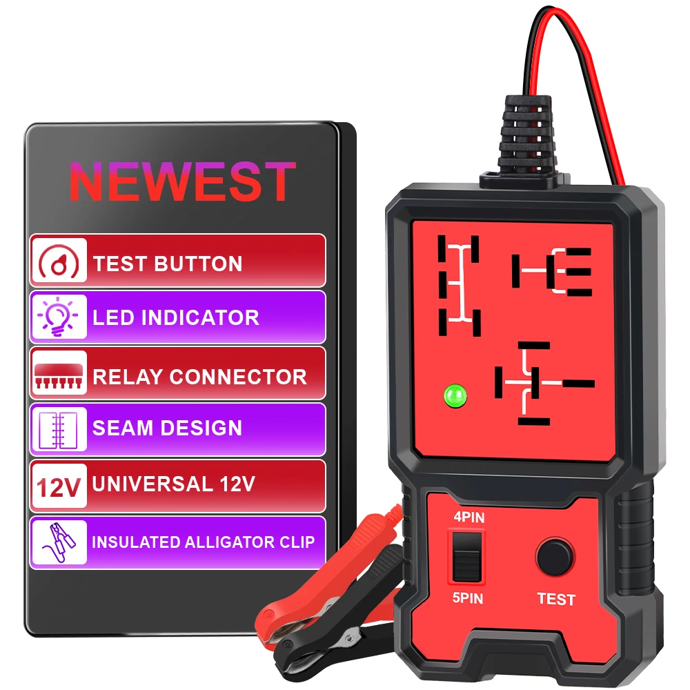 Voltage Tester Car Battery Checker Automotive Electronic Relay Tester Indicator Light Car Relay Tester Universal 12V Accessories