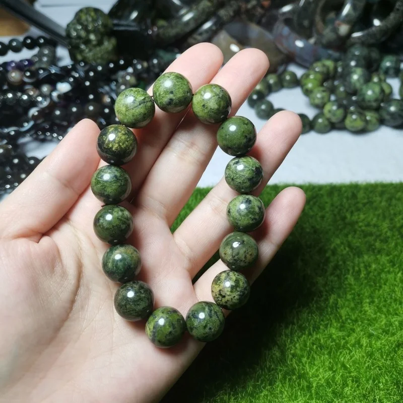 Natural Jade Medicine King Stone Round Bead Single Circle Bracelet Men's and Women's Health Care Energy Stone Bracelet