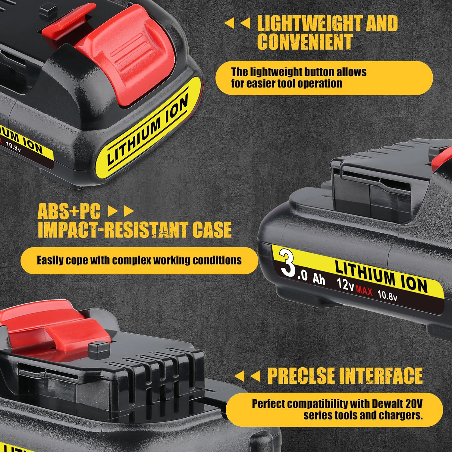 VANON 2Pcs 3.0Ah DCB120 Replace For DeWalt 12V Battery Pin Compatible with Dewalt DCB121 DCB123 DCD710S2 DCF610S2 Tools battery
