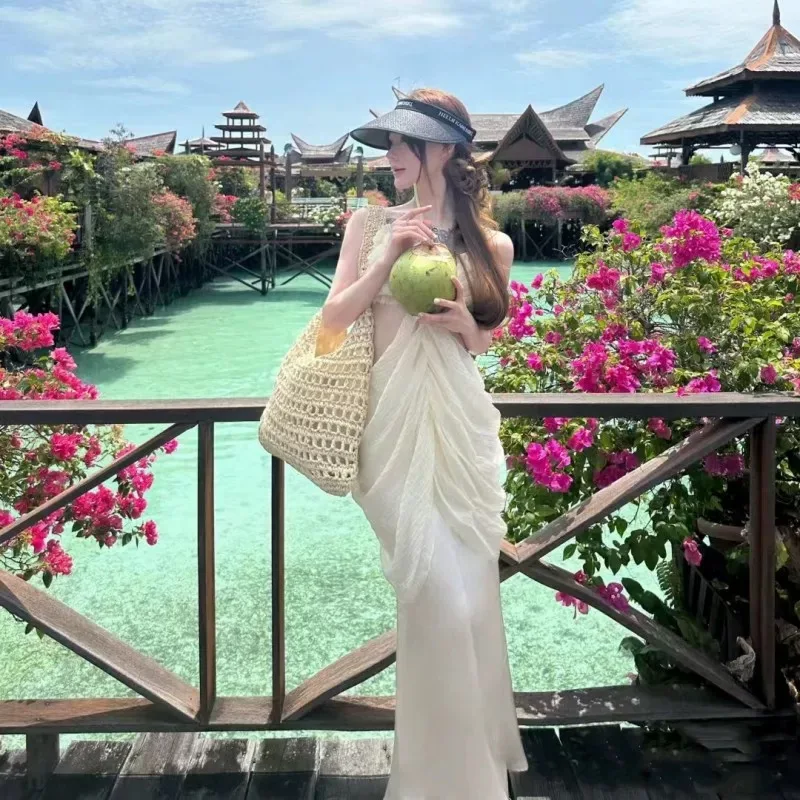 Korea Thailand Maldive Bali Top Rok Set Lady Sweet Hot Sexi Fairy Travel Suits Sling Luxury Design Beach Party Travel Outfit