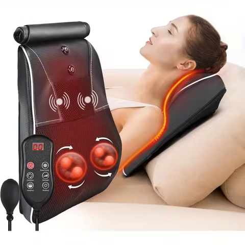 Jinkairui elétrica shiatsu massagem travesseiro pescoço airbag tração corpo massageador carro com função de aquecimento e vibração