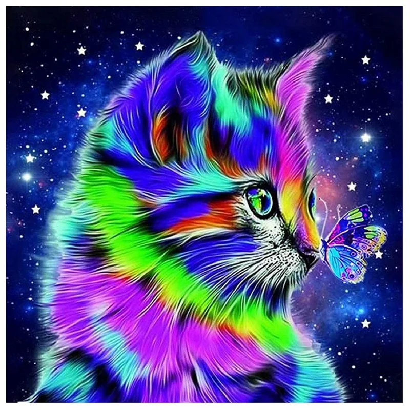 Diy Round Diamond Diamond Painting Exquisite Diamond Painting Set Cat Pattern Diamond Painting