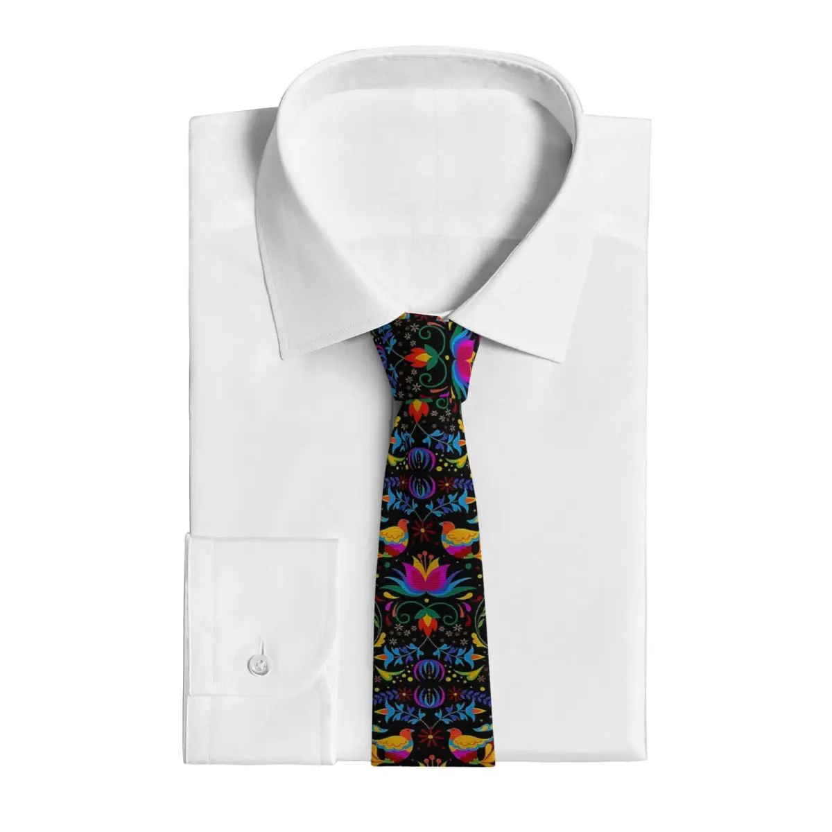 Mexican Flowers And Birds Necktie for Men Silk Polyester Slim Neck Ties Party Suits Tie Casual Gravatas