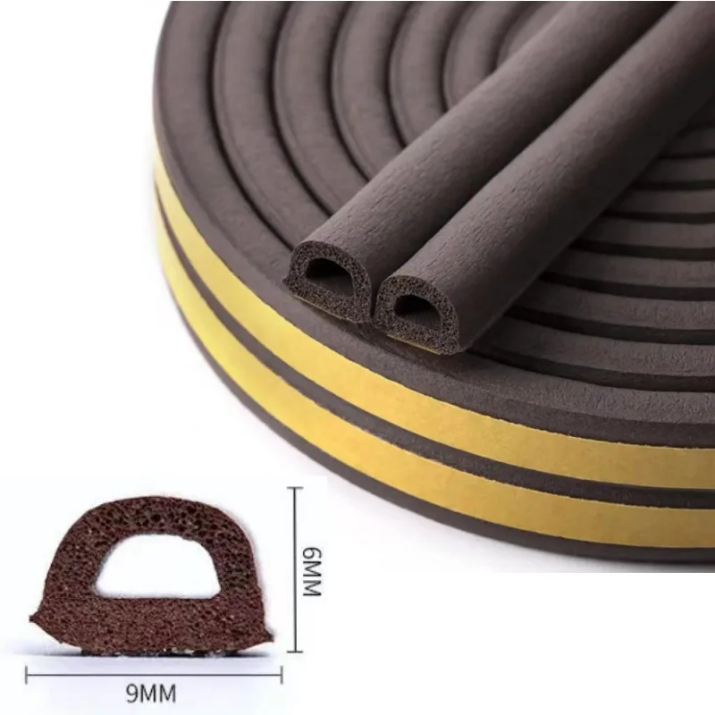 

5/10 м D-образная уплотнительная лента для дверей, наполнитель зазоров, звукоизоляционная ветрозащитная резиновая пена, самоклеящаяся уплотнительная лента для дверей и окон