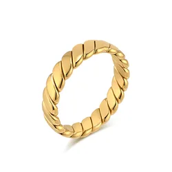 New Geometric Simple Stainless Steel Ring for Women Gold Plated Jewelry