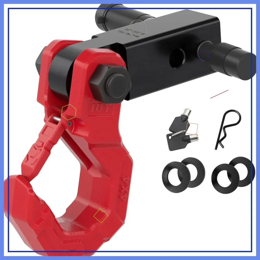 

10T Recovery Tow Hook with 2" Hitch Receiver, Quick Connect Off-Road Rescue Kit for Trucks SUVs
