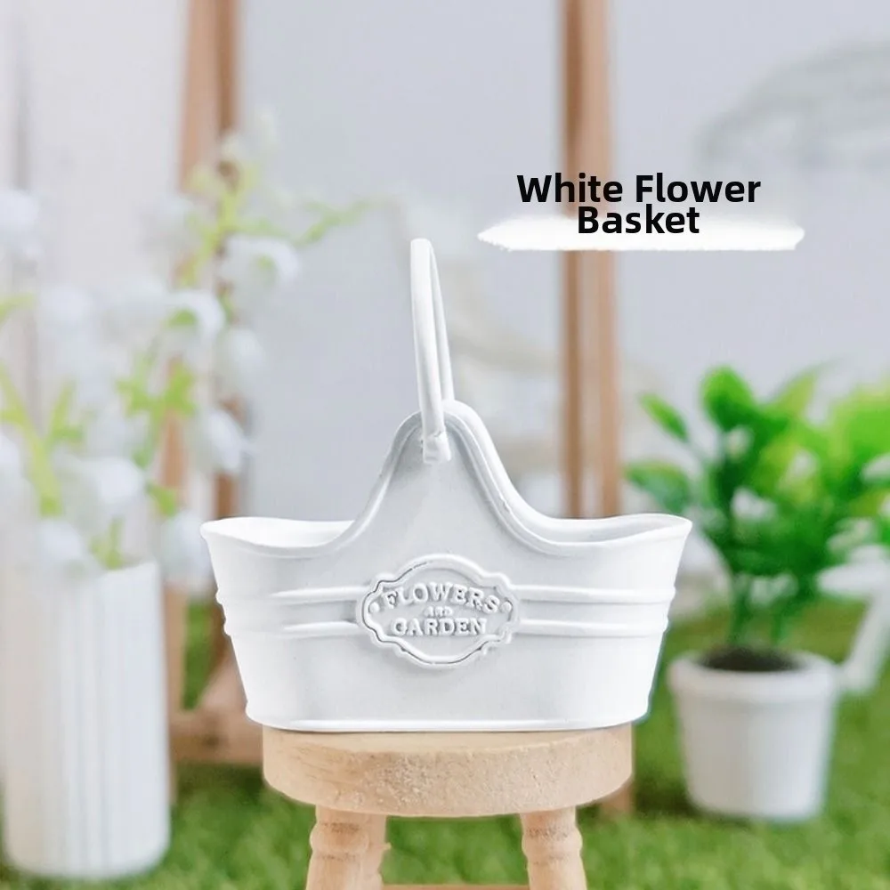 New Metal 1:12 Dollhouse Basket Multicolors Construction Props Shopping Basket 41*18*39mm Flower Bucket Basket
