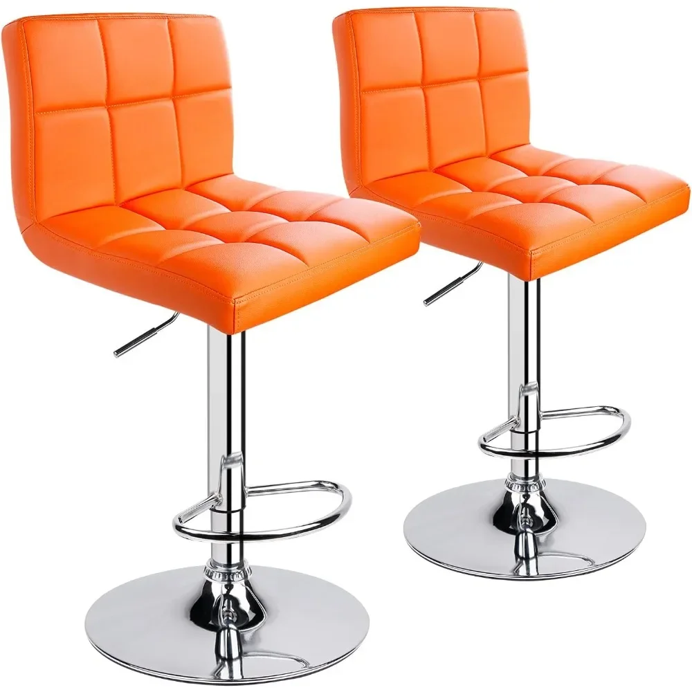 

Home Bar Chairs Modern PU Leather Adjustable Swivel Bar Stool with Back Set of 2 (Orange) Living Room Chairs Stools Chair