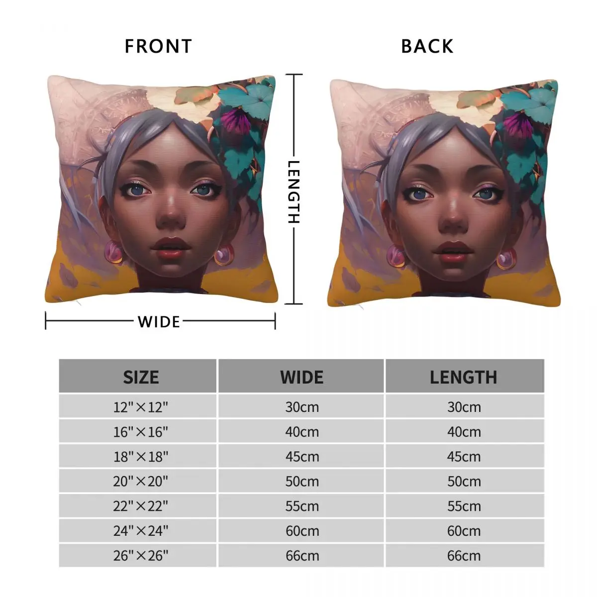 Fetish Doll Floral Beauty Square Pillowcase Polyester Linen Velvet Creative Zip Decorative Throw Pillow Home Cushion Cover 45x45