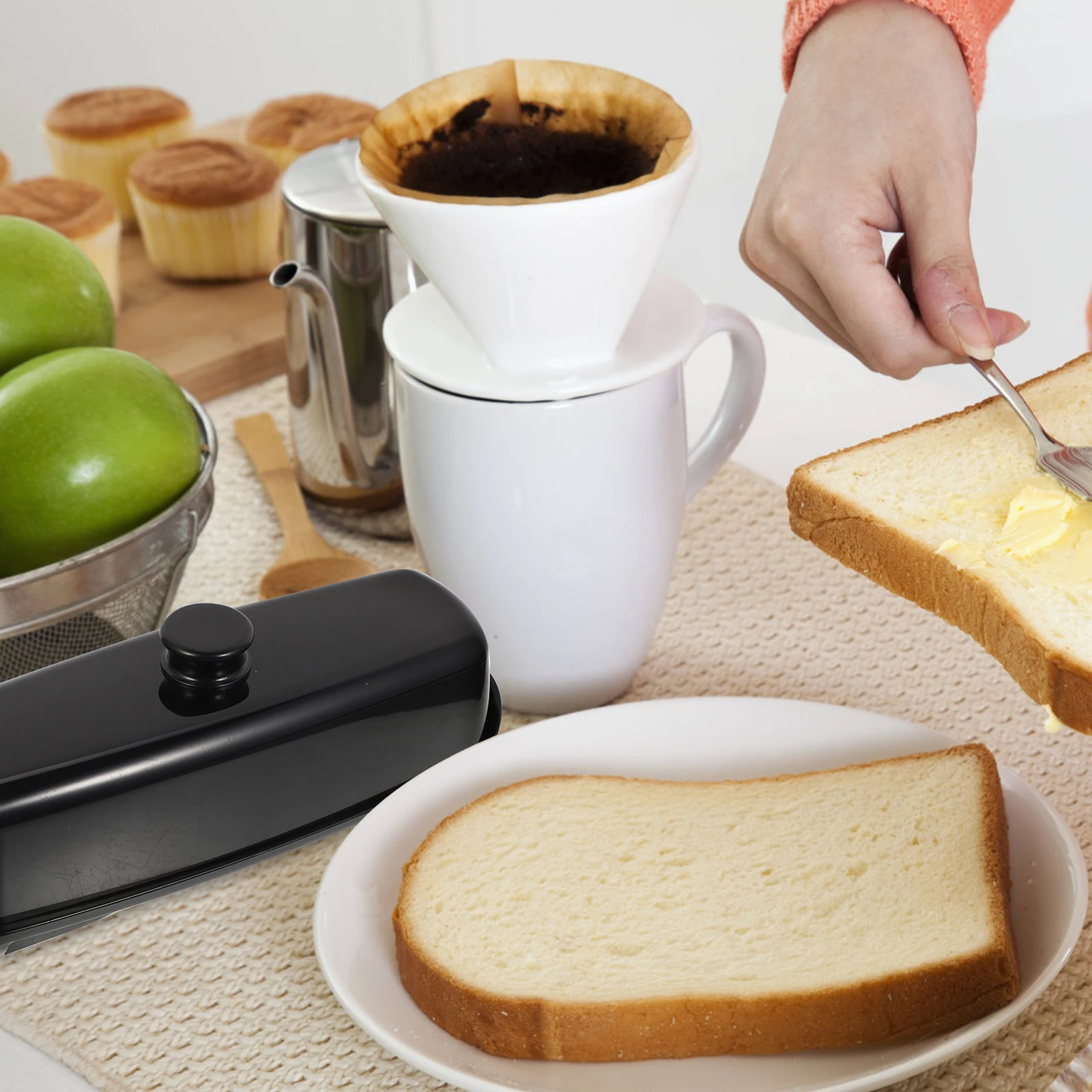 

Butter Storage Container Kitchen Supply Holder Case Black Dish Reusable Dessert Box French Crock Practical Material Long Use