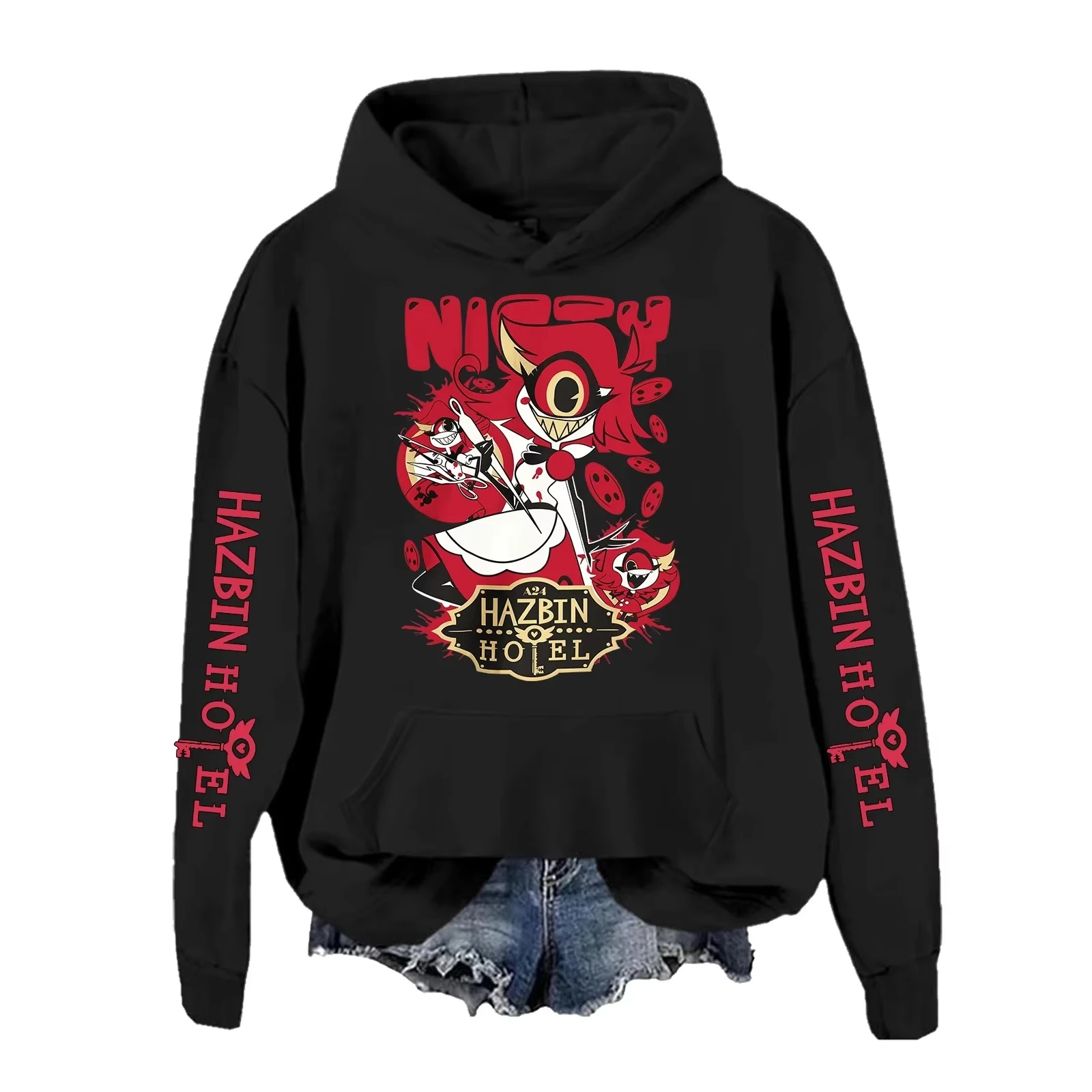 Hazbin Hotel New Model Oversized Unisex personality Clothes hoodies sweatshirt Sports Graphic Short Sleeves Classic Couples soft
