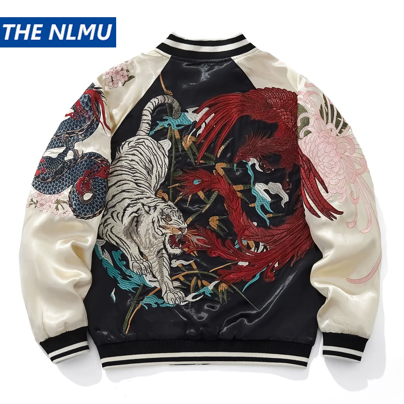 Men's Tiger Embroidered Baseball Jacket 2026 Spring Autumn Streetwear Japanese Sukajan Souvenir Jackets Unisex Varsity Coats