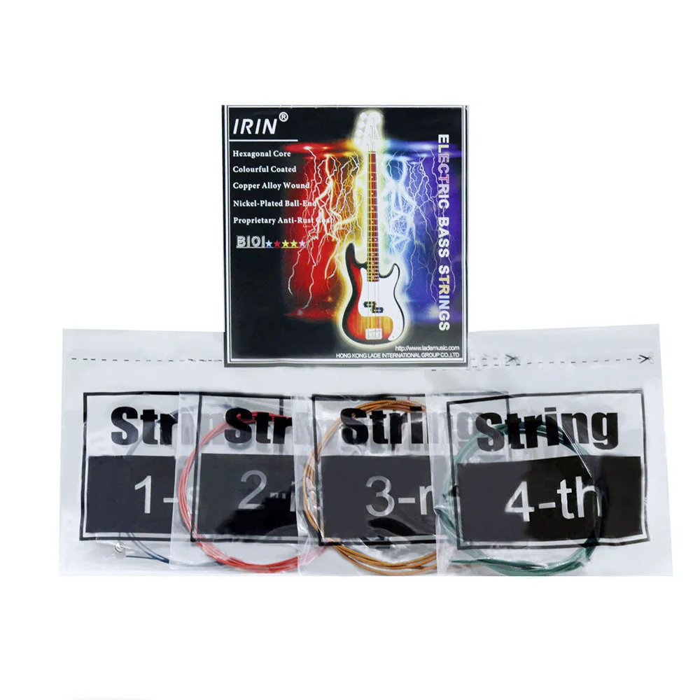 4Pcs Electric Bass Strings Colorful Steel Core Nickel Plated Alloy Wound Bass String Guitar Accessories B101