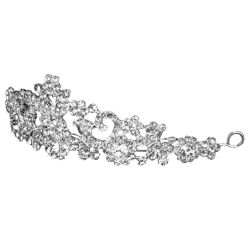 

1Pc Crown Headband Bridal Hair Accessories Silver Alloy Crystal Rhinestone Tiara Prom Wedding Bridesmaid Hair Tool