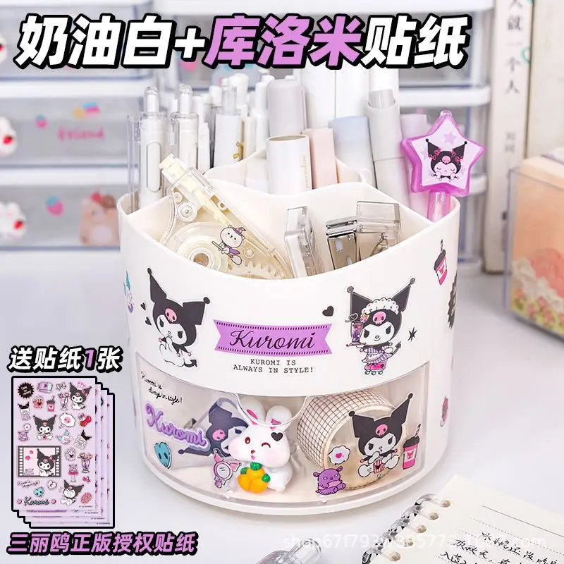 Sanrio Cinnamoroll Kuromi Thing Accessory Rotating Pen Holder Anime Character Kawaii Desktop Organizer Box Stationery Gift