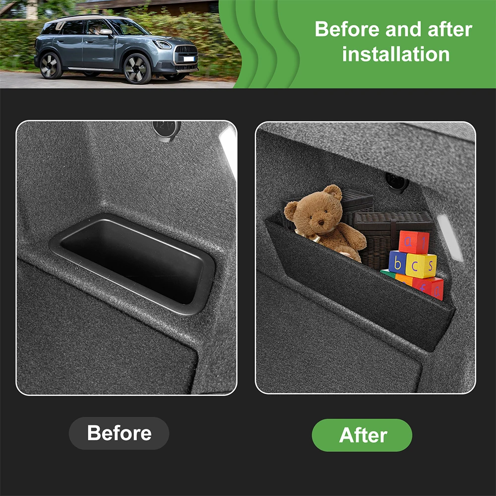 Car Storage Sides Trunk Partition for Mini Countryman U25 2024 2025 Auto Organizer Bag Box Accessories Interior Decal Styling