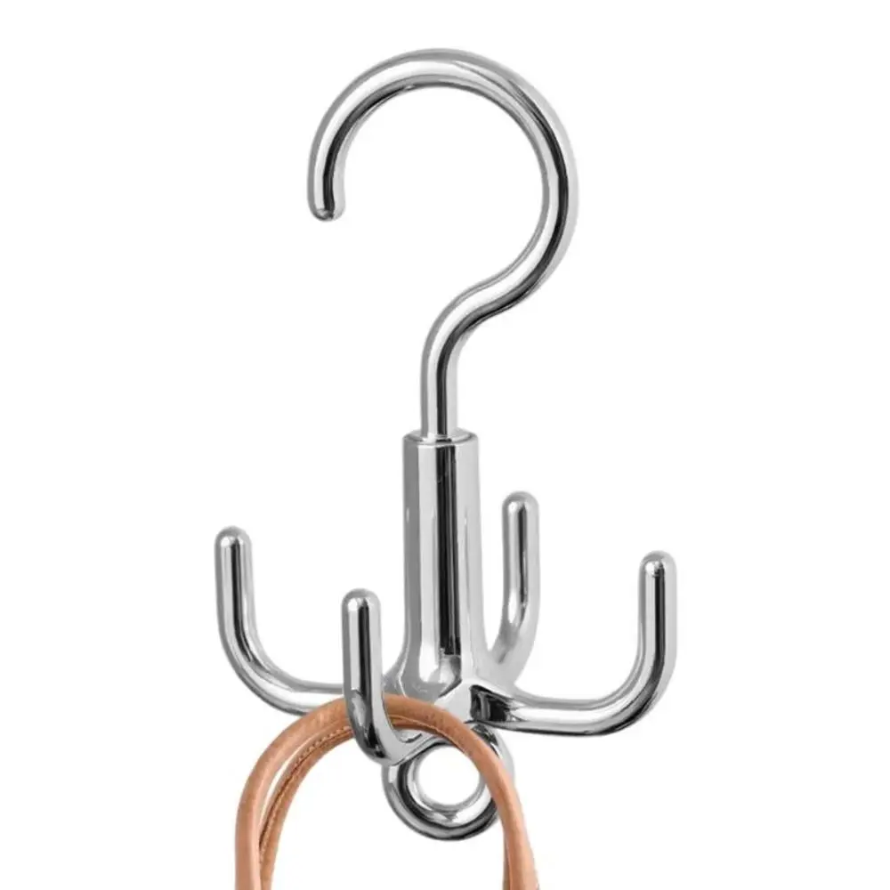 5 PCS Punch Free Rotating Clothes Hook 4 Claws 360 Degree Coat Hanger Belt Organizer Plastic Scarf Storage Rack Bag Storage