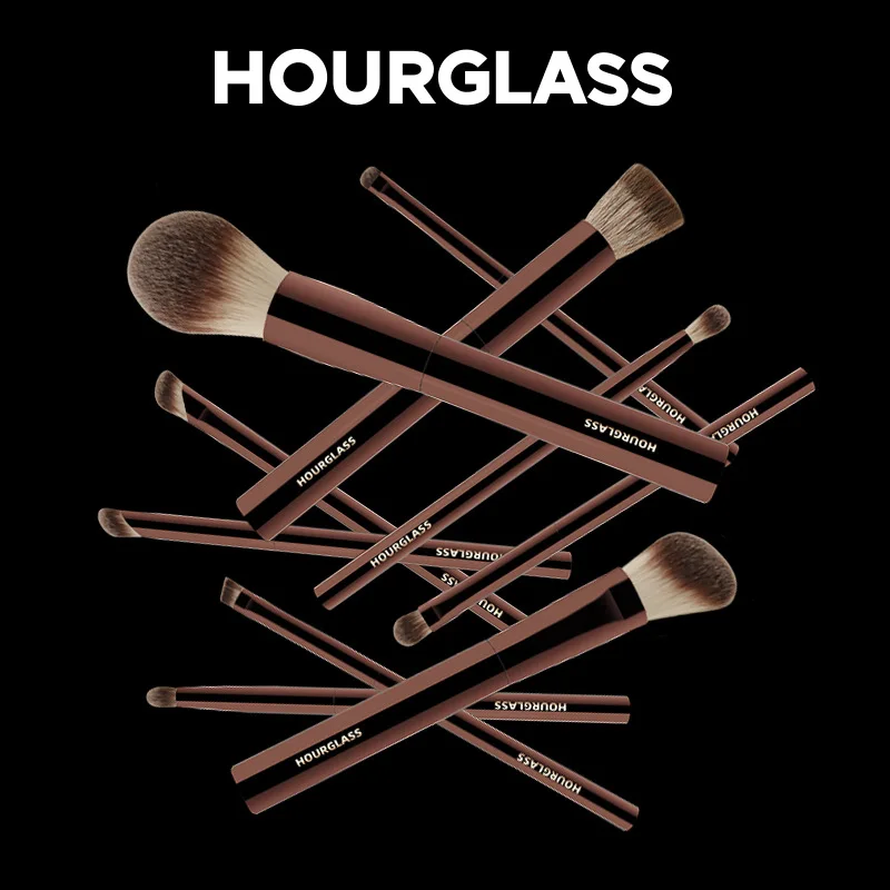 Hourglass Makeup Brush Classic 10 pieces high-quality soft fiber hair/animal hair+leather material brush bag