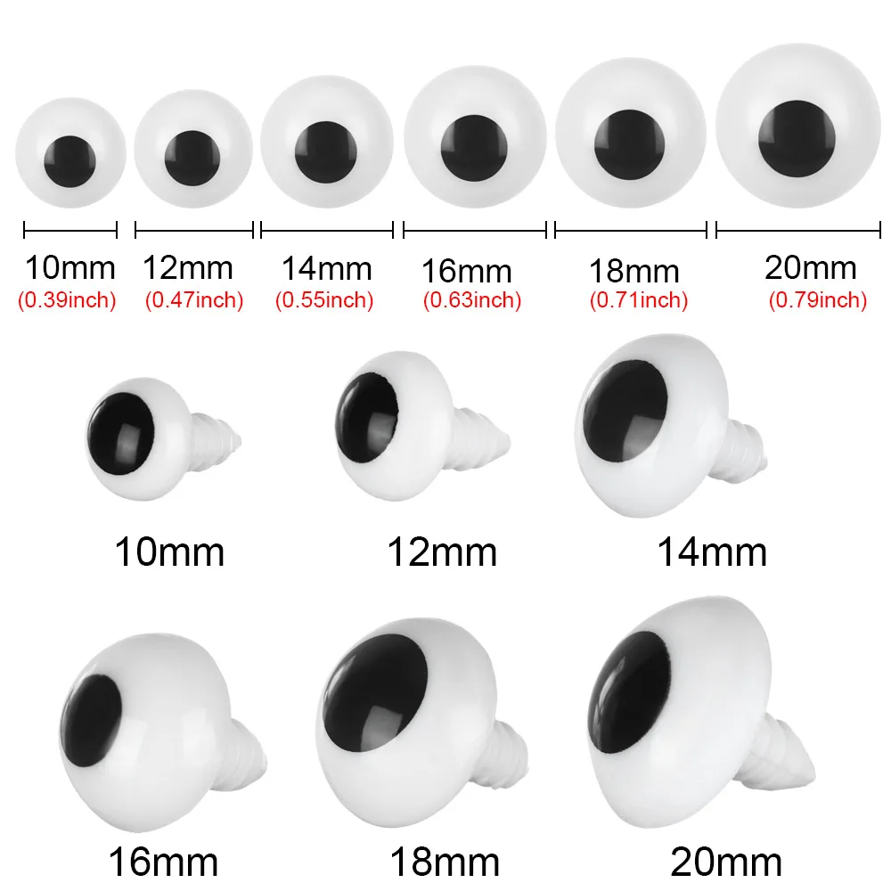 100Pcs Plastic Animal Safety Eyes For Toys Crochet Teddy Bear Stuffed For Dolls Craft Amigurumi Accessories10/12/14/16/18/20mm