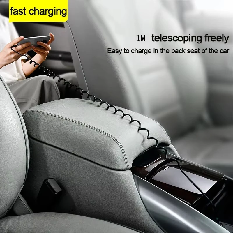NNBILI 66W 5A Fast Charging Spring Type C to Type C Cable for iPhone 15 16 Samsung Xiaomi Huawei Phone Car USB C Cables 1M/2M ﻿