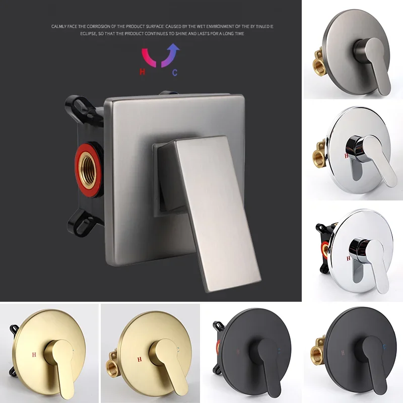 Brushed Gold Bath Shower Faucets Control Brass Mixer Valve Switch Concealed Shower Valve Mixer Hotel Faucet Wall Shower Switch