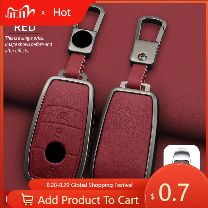 

Чехол для ключей автомобиля из цинкового сплава, кожаный чехол для ключей, чехол-держатель для Mercedes Benz E Class E200L/E300L/C260L/C180 GLC A200 Interi