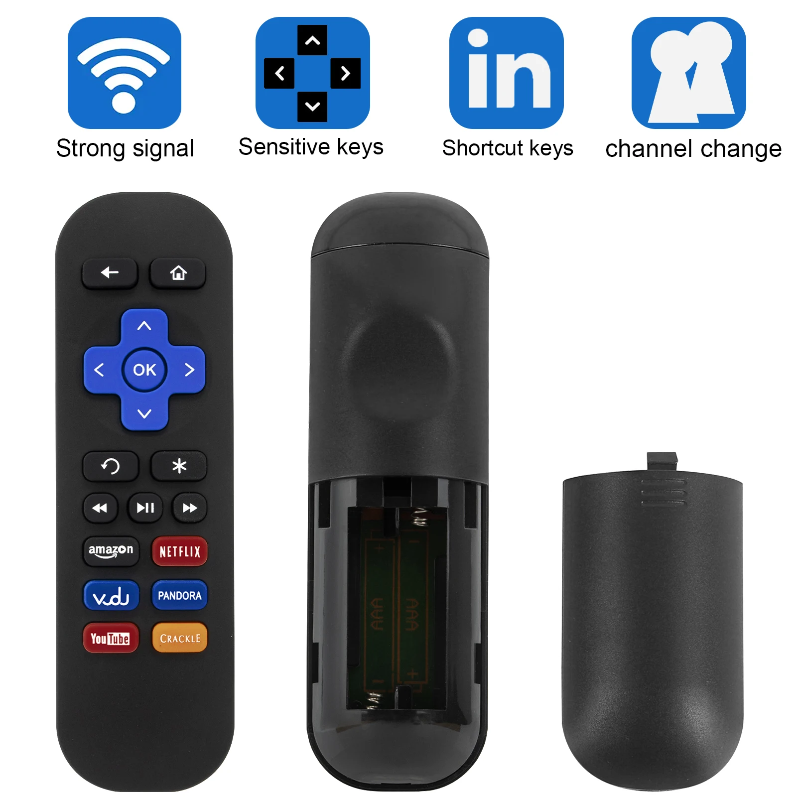 New Remote Control Use for Roku TV 1 2 3 4 LT HD XD XS Streaming Player with Vudu Pandora Crackle Keys Controller Use Directly