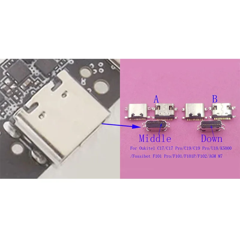 2-50Pcs Charging Dock Connector Plug USB Charger Type C For Fossibot F102 F101 F101P Oukitel U18 C17 Pro K5000 C19 AGM M7 C19Pro