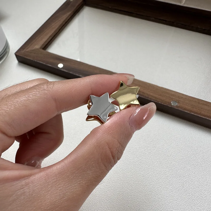 

S925 Five-Pointed Star Korean Earrings Vintage Style Sterling Silver INS Korean Trend Studs