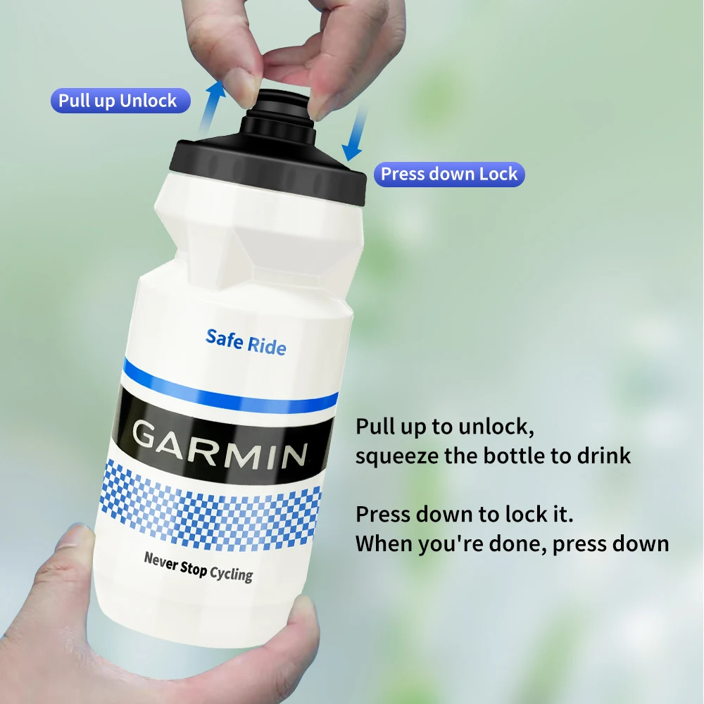 Garmin Cycling Water Bottle 610ml Leak-proof Squeezable Taste-free BPA-free Plastic Camping Hiking Sports Bicycle Kettle