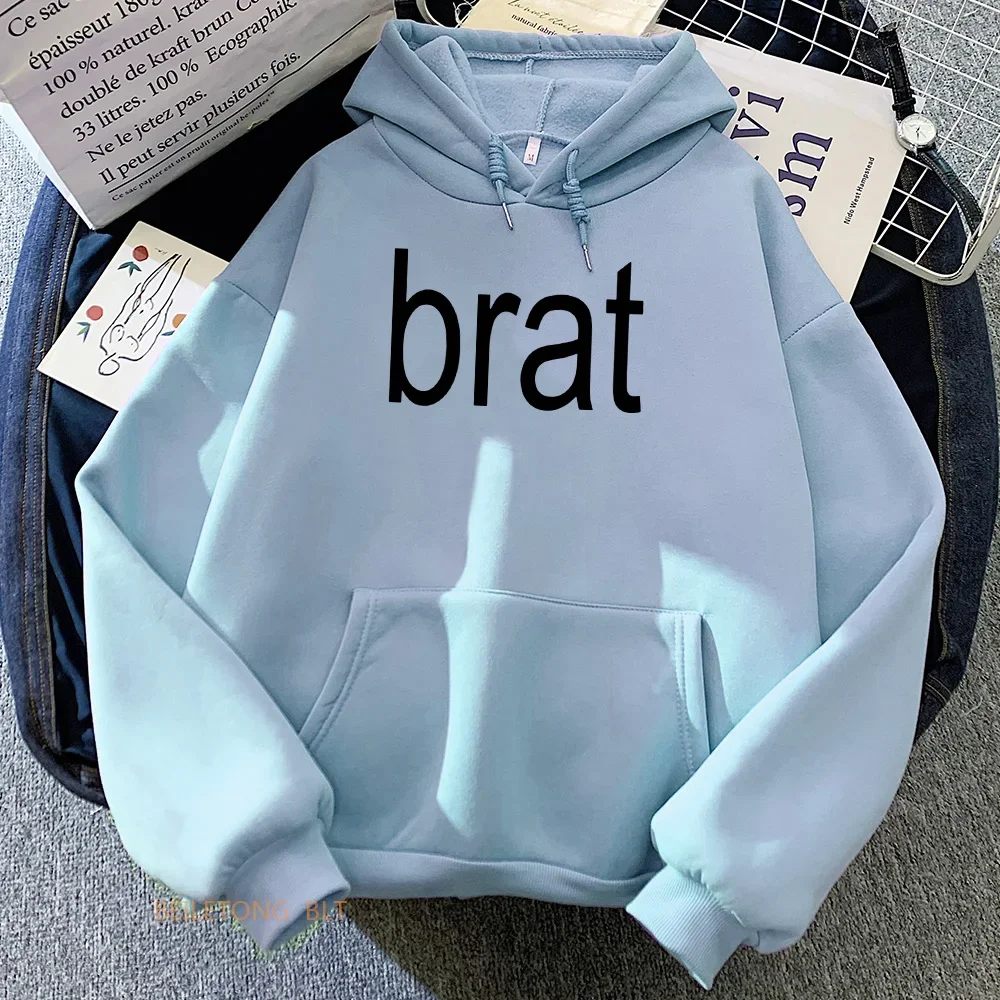 Charli XCX Brat Green Hoodies 2024 Album Graphic Printing Sweatshirts Streetwear Roupas Femininas Long Sleeve Women Sudaderas