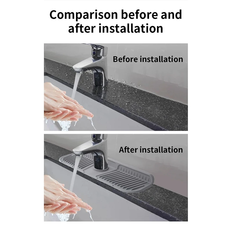 2PCS Kitchen Silicone Faucet Mat Faucet Water Catcher Mat Sink Splash Pad Countertop Protector Bathroom