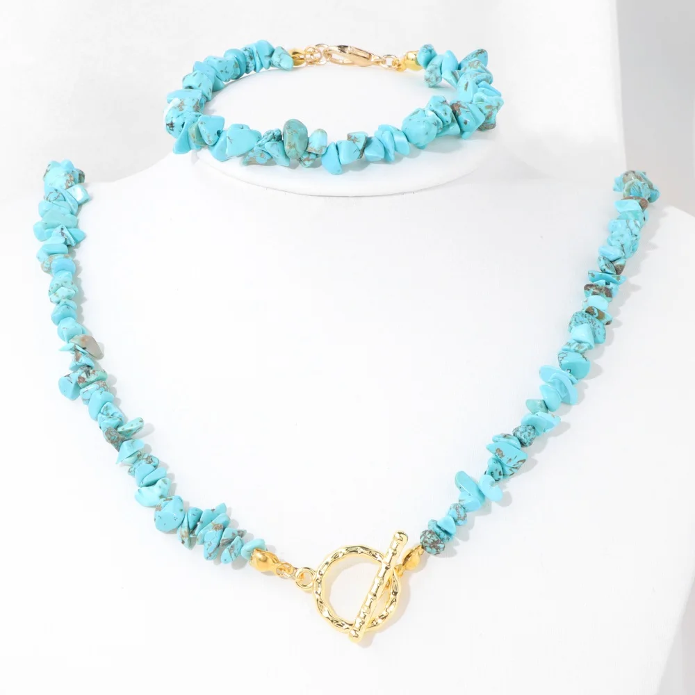 Fashion Green Aventurine Gravel Necklace Irregular Healing Crystal Amethysts Bracelets For Women Men OT Buckle Chain Jewelry