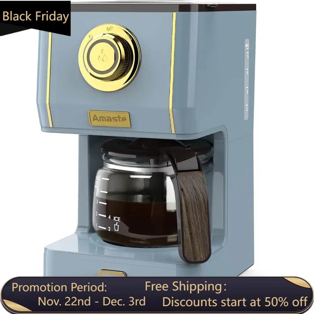 

Drip Coffee Maker with Glass Carafe, Three Brewing Modes, Reusable Coffee Filter, Ideal for Home or Office, Keep Warm, Ash Blue