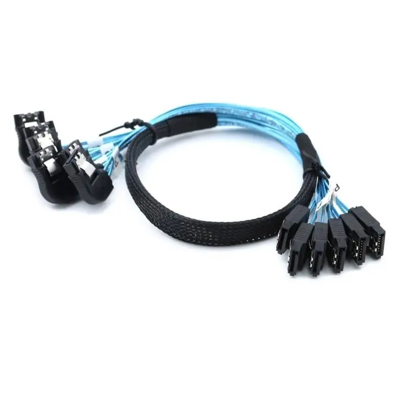 

652F Premium SAS4.0 6SATA to 6SATA 7PIN Data Server RAIDs Cable SSDs Hard Drive Data Cable for Servers AC30v Voltages