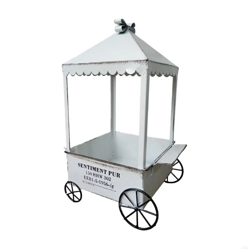 Metal Flower Cart Planter Container, Cold Rolled Iron Display Wagon with Canopies for Patios Garden Tabletop Decoration Use 55KF