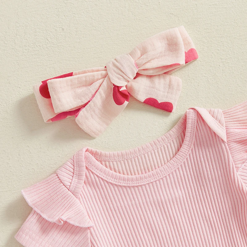 유아용 반팔 롬퍼, 넥타이 프론트 반바지, 머리띠 세트, 유아복, 여아 여름 복장